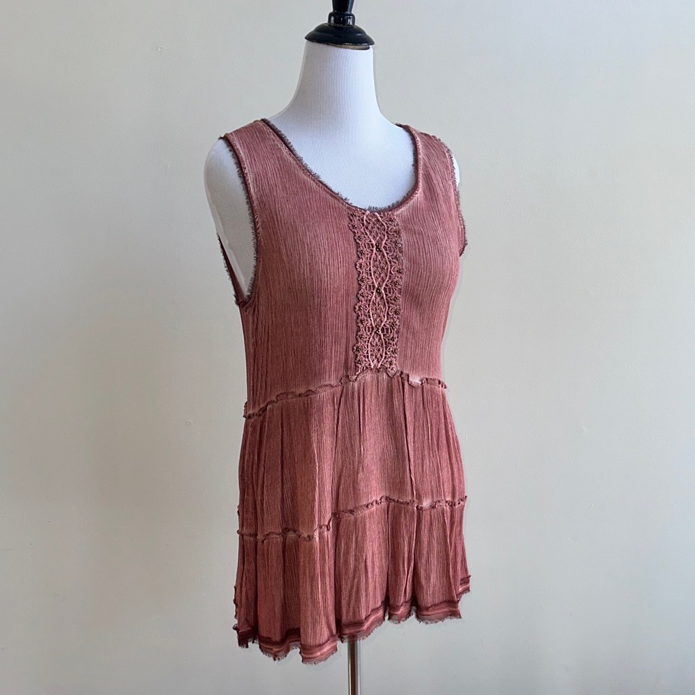 Knox Rose Sleeveless Mauve Tunic with Lace Detail
